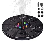 Papasbox Solar Springbrunnen mit 3W Solar Panel, Solar Teichpumpe RGB Eingebaute 1600 mAh Batterie Wasserpumpe Solar Schwimmender Fontäne Pumpe mit 8 Fontänenstile für Garten, Teich,Vogel-B