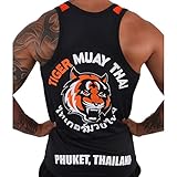 T-Shirt Black Tiger Muay Thai Trainingsweste Atmungsaktiv Saugfähig Muay Thai Clothingshort Boxshorts Short-Schwarz_L