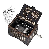 Hölzerne Spieluhr You Are My Sunshine Handkurbel Spieluhren Antike Geschnitzte Musik Box Holz für Geburtstags Valentinstag Weihnachten Geschenk Schw