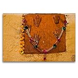 CALVENDO Premium Textil-Leinwand 120 x 80 cm Quer-Format Handabdrücke der Witwen im Meherangarh-Fort in Jodhpur, Leinwanddruck von Rosemarie Predig