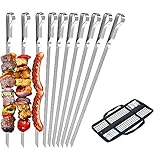 QQRR Kabobspieße, 10 STK Grillspieße Aus Grill, Metall-Spieße, mit Griff, mit Aufbewahrungstasche, für Grillabende, Grillabende, Cocktails, Partypunkte, Obst, Gemüse(42cm/16.5in)
