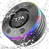 Bluetooth Lautsprecher, IPX7 Wasserdicht Tragbares Kabelloser Bluetooth Shower Speaker, Kabelloser Bluetooth Musikbox mit Satter Bass, TWS und LED-Lichter, Freisprechfunktion für Handy, FM R