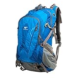 40 l Außenrahmen Wanderrucksack mit Regenschutz, Outdoor Sport Reisen Tagesrucksack für Klettern Camping Touren Hochleistungsrucksack, blau,