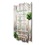 Kreative Feder Regeln des Glücks - Wandbild - Holzschild mit Spruch und Motiv - Shabby Chic Landhaus Stil - Wand Deko für Zuhause Familie und Freunde 30x20