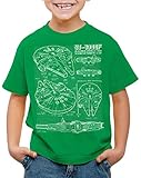 style3 Millennium Falcon Kinder T-Shirt Blaupause falkon, Farbe:Grün, Größe:152