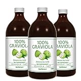3 x 100% GRAVIOLA Direkt-Saft -unfiltriert & vegan- (3 x 500ml), aus 100% Graviola Püree. Stachelannone, Soursop, Corossol, Guanab