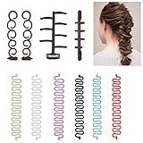 OFNMY Haarstyling Set Haar Flechtwerkzeuge für Frauen Mädchen Mode Haardesign Styling Werkzeuge Zubehör Französisch Haar Flechtwerkzeug DIY Haar Flechtwerkzeuge einfach und schnell / 4 Styles 16 Stück