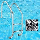 LYMHGHJ Handlauf 304 Edelstahl-Poolleiter, 440 lb Kapazität mit Handlauf und Blauer Griffabdeckung 2-stufiger Rutschfester Tritt, Geeignet für Schwimmb