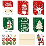 YISKY Weihnachtskarte, Weihnachten Karten (24 er set), Kreative Weihnachtsgrußkarten, Weihnachtskarten mit Umschlägen und Aufkleber für Weihnachtsgrüße an Familie, Freunde,