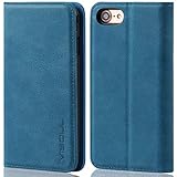 VISOUL iPhone SE 2020 Hülle, iPhone 8/7 Handyhülle, Stoßfeste Schutzhülle [Erstklassiges Rindsleder] [Kartenfach] [Stand], TPU Magnetische Lederhülle Kompatibel für iPhone 7/8/SE 2020 (4,7) B