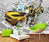 Wandbild 3d retro kreatives Auto kaputte Tapete Kinderzimmer Nachttisch Hintergrund Wanddekoration Auto Show Wandbild-Über 300 * 210