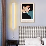 Dimmbare LED Wandlampe Innen mit Schalter Und Stecker Lange Streifen Wandleuchte IP44 Modern Dimmbar Langlich Wandbeleuchtung für Wohnzimmer Schlafzimmer Flur Treppenhau, 2700K-6500K,Weiß,200CM 96W