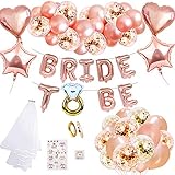 ParWord Verlobung Hochzeit Deko Hen Party Zubehör mit Junggesellenabschied Deko mit Braut Schleier Braut to Be Banner Rosegold Folienballons,Schärpe,Braut Tattoo,Rosegold Hochzeit Luftballons Dek