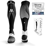 BLACKROX Kompressionsstrümpfe Sport Astropreform V1 Kompressionssocken Vergleichssieger Sportkompressionsstrumpf Laufstrümpfe Fussball Damen & Herren Lang Unisex Compressions Socks (Schwarz, L-XL)