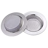 FENGCHUANG 2 Stück Ablauffilter Edelstahl, Spülbeckenfilter, Spülbeckenablauffilter, Optimierte Passform der Waschbeckenblenden, Rostschutz, Verwendet für 4,41 Zoll Außendurchmesser (Silber)