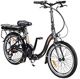 Elektro Faltfahrrad 20 Zoll Klappfahrrad E-Bike Faltbares Fahrrad Elektro Faltrad Klapprad Mit LED-Licht Ebike Damen Herren Load Capacity 120KG (Schwarz Orange- 10Ah Batterie)