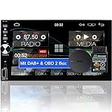 Tristan Auron Android 10 2 Din Autoradio + DAB Plus Box und OBD2 Adapter I Bluetooth Freisprecheinrichtung I GPS NAVI 7 Zoll Touchscreen Mirrorlink DAB Plus - BT2D7026