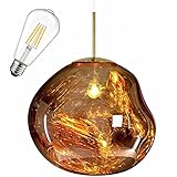 Hängelampe Glas - Küchenlampe Hängend, Unregelmäßige Glass Pendant Light Shade, Modern Glas Pendelleuchte DIY Kronleuchter Kugel, E27 Hängelampe Glaskugel für Esstisch, Wohnzimmer, Bar, E