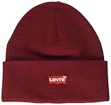 Levi's Herren RED Batwing Embroidered Slouchy Beanie Strickmütze, Rot (Dark Bordeaux 84), one S