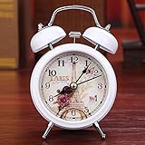 LPOIU 1 Stück Hufeisen Gold Mechanischer/Elektronischer Wecker Nachtleuchtende Stange/Glocke Handaufzug Vintage Kreatives Motorrad-Weiß Elek