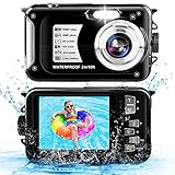 Unterwasserkamera 10FT 1080P Full HD 30MP Wasserdichte Kamera, Anti Shake 16X Digital Zoom Unterwasserkamera zum Schnorcheln Schw