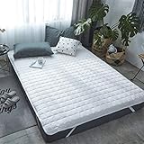 C&DIAN Anti-rutsch-matratzenauflage,Tatami Bett Matratze,Baumwolle Matratze Schutz Zusammenklappbar Für Schlafzimmer Haushalt Schlafsaal-Weiß 180x200cm(71x79inch)