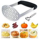 TedGem Kartoffelstampfer Edelstahl Kartoffel Stampfer,Kartoffelpresse für cremiges Kartoffelpüree, Kartoffelbrei, Gemüse und Früchte - mit Geschenk S