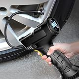 SEAMETAL Portabler Elektronischer Luftdruck-Kompressor 120W, Reifenfüller Auto Kabellos mit Ventiladapter für PKW, KFZ,Fahrrad, Motorrad,mit Druckbereich von 0,2 bis 10,3 Bar (2000 mAh), Schw