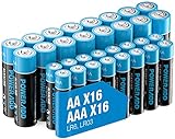 1.5 V AA AAA Batterien Combo, 16 x LR6 & 16 x LR03 Alkaline Batterie Pack Mixed Performance Double A Triple A Langlebig & Haltbarkeit & 10 Jahre Haltbarkeit für Fernbedienungen, Maus, 32 Stück