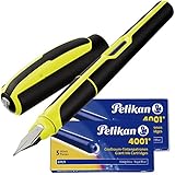 Pelikan Füllhalter Style Neon, Feder M [ gelb ] + 10 Patronen Großraum GT