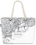 VOID Singapur Stadtplan Strandtasche Shopper 58x38x16cm 23L XXL Einkaufstasche Tasche Reisetasche Beach Bag