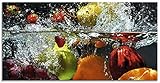 Artland Glasbilder Wandbild Glas Bild einteilig 60x30 cm Querformat Früchte im Wasser Obst Frucht Cocktails Erdbeere Orange Limette Zitrone S7LQ
