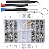Pinsheng Brillen Reparatur Set, 1000 Stück Brillenreparatur Werkzeugsatz, Micro Schrauben Reparatur Set Mit Schraubendreher Pinzette Brillenputztuch für Brillen, Sonnenbrillen, U