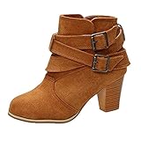 LULUZ Damen Stiefeletten Ankle Boots Herbst Winter Bequeme Stiefeletten Frauen Elegante Freizeitstiefel Winterschuhe Modische Damenstiefel Biker Boot S