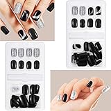 Künstliche Fingernägel, falsche kurze Nägel, 60 Stück, Nagelspitzen-Set, 12 Größen in 2 Boxen, komplett abdeckend, mit Feilen und Stiften, für Nailart-Studio, selbstgemachte Verschönerung