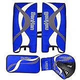 BenKen Sport Eishockey Torwart Set für Kinder & Teenager | Hockey Torwart Fanghand Handschuhe | Feldhockey Schienbeinschoner | Hockey Blocker (blau, 18')