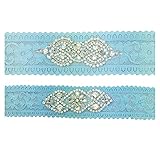 Kukensammy Strumpfbänder für Braut Blau Spitze Strumpfband Gürtel etwas Blau für Braut mit Strass klar Kristall Perle für Hochzeit - B