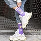 LLLucky Harajuku Hip Hop Herbst elastische Rippenbündchen lange Crew-Socken New Moon Buchstaben Streifen bedruckte Paare Baumwollschlauch Strumpfwaren 4 Farb