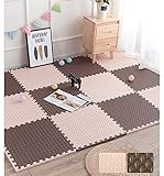 lulupila Puzzlematten Spielmatten Krabbelmatten Spielteppich Schutzmatten 20er Set Matte Unterlegmatten Bodenschutz Matten Trainingsmatten Gymnastikmatten Yogamatten (Beige+Braun)