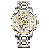 RORIOS Herrenuhr Chronograph Analog Quarz Armbanduhr Edelstahl Armband Wasserdicht Leuchtend Multifunktions Uhren Business H