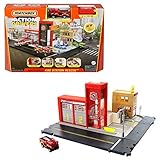 Matchbox HBD76 - Feuerwache Spielset, mit 1 Feuerwehrauto im Maßstab 1:64, Licht- und Soundeffekten und beweglichen Teilen, für Kinder ab 3 J