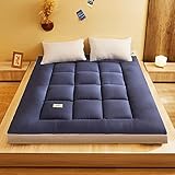 HAIBA Cwang Daunenmatratze - Bedding Gesteppte Matratzenauflage - Weich Mikrofaser Matratzen Topper - mit Spannumrandung - Matratzenschoner Unterbett auch für Boxspring-Betten,Dunkelblau,90x200