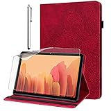 GLANDOTU Hülle für Samsung Galaxy Tab S2 9.7 Zoll (T810/ T815) mit Schutzfolie und Stylus Stift - Ultra Dünn mit Standfunktion Flip Cover PU Leder Hülle (rot)