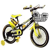 FUFU Kinder Fahrrad Für Alter 2-13 Jahre Alte Mädchen, Kinderfahrrad Mit Trainingsrädern U. Fronthandbremse (Color : Yellow, Size : 12in)