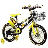 FUFU Kinder Fahrrad Für Alter 2-13 Jahre Alte Mädchen, Kinderfahrrad Mit Trainingsrädern U. Fronthandbremse (Color : Yellow, Size : 12in)