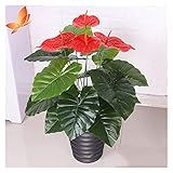 YUXI8541NO Künstlicher Bonsai Baum Künstliche günstige Anthurium-Anlage 29,5 Zoll gefälschte Topfpflanzen mit 18 Blättern, perfekte Kunstpflanzen im Topf für Innen-Außenhaus künstlicher B