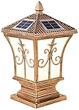 Topniu Outdoor-Wandleuchten PCQre European-Stil Solar Aluminium Postlampe Outdoor Kreative Landschaftslicht Wasserdichte Säule Lampe Garten Beleuchtung Rostsäule Lampe IP55 Villa Dekoration Glas R