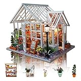 GuDoQi DIY Puppenhaus Miniatur Kit, 3D Hölzernes Puppenhaus Bausatz mit Möbeln und Musik und LED-Licht, Handwerk Miniatur Modellbausätze für Frauen und Sammler, Schöner B