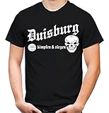 Duisburg kämpfen & Siegen Männer und Herren T-Shirt | Fussball Ultras Geschenk | M1 (XXXL, Schwarz)