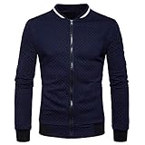 SJLMP Herren Bomberjacke Übergangsjacke Freizeitjacke Bomberjacke Stehkragen Herbst und Frühling Taille einfarbig Rautenreißverschluss Steppjacke Baseballkrag